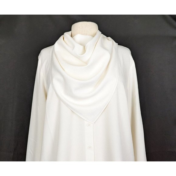 Linea Louis Dell'Olio Blouse Cream Scarf Top Shirt Misses Size 14 - Picture 3 of 9